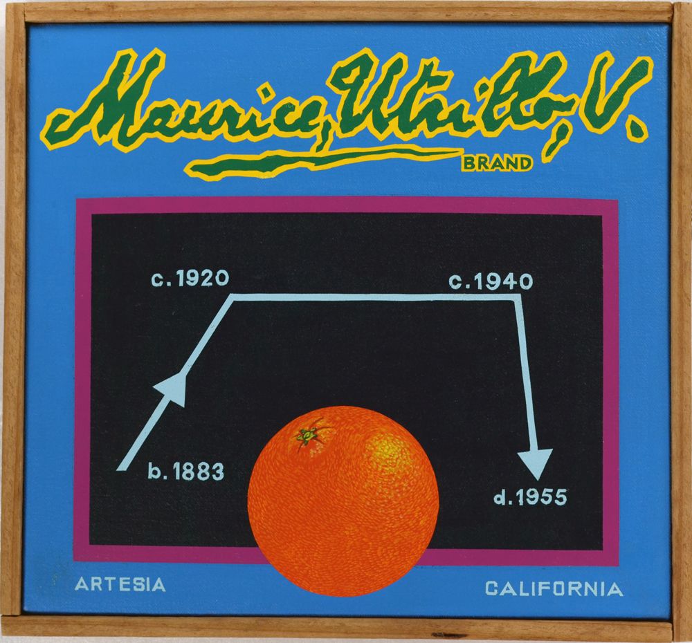Ben Sakoguchi, <i>Orange Crate Label Series: Maurice Utrillo V Brand</i> (c.1974-81). Courtesy of Ortuzar Projects. 