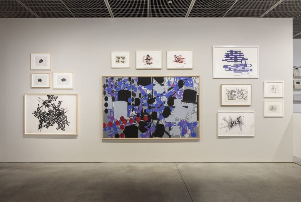 Installation view of " Barry Le Va: Part One. Drawings 1967-2017" (2019). Courtesy of David Nolan New York.
