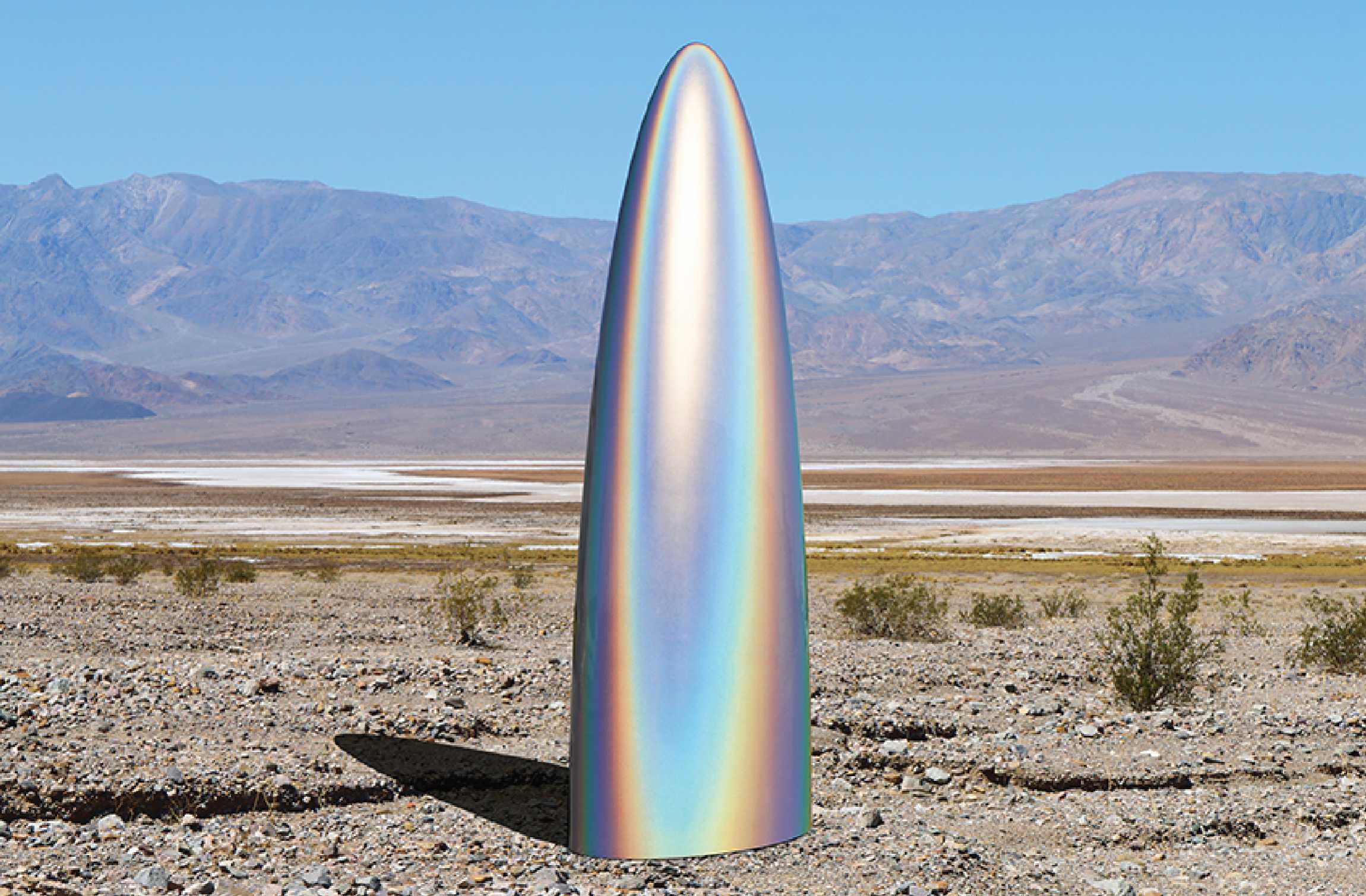 Gisela Colon, Untitled (15 Foot Parabolic Monolith Iridium), 2019. Photo courtesy of Gavlak Gallery, Los Angeles.