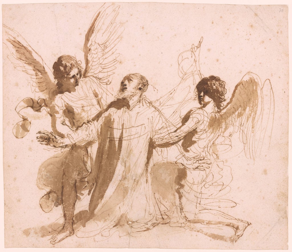 Giovanni Francesco Barbieri, called Il Guercino, <em>Vision of St. Philip Neri</em> (1646–47). Courtesy of the Morgan Library & Museum, gift of János Scholz.