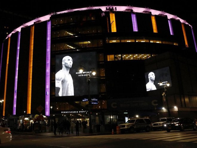 New York's Madison Square Garden paid tribute to Kobe Bryant on January 26, 2020, after the former NBA star died in a helicopter crash. Photo courtesy of Madison Square Garden. 
