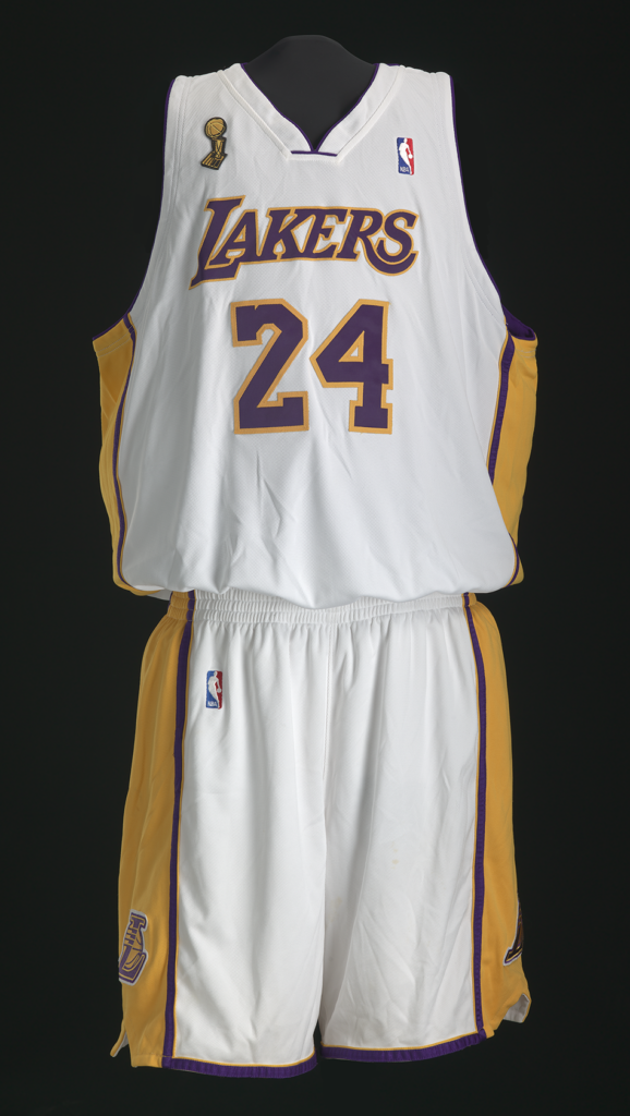 Kobe Bryant's Los Angeles Lakers jersey, collection of the Smithsonian National Museum of African American History and Culture, gift of Kobe Bryant. Photo courtesy of the Smithsonian National Museum of African American History and Culture, Washington, DC.