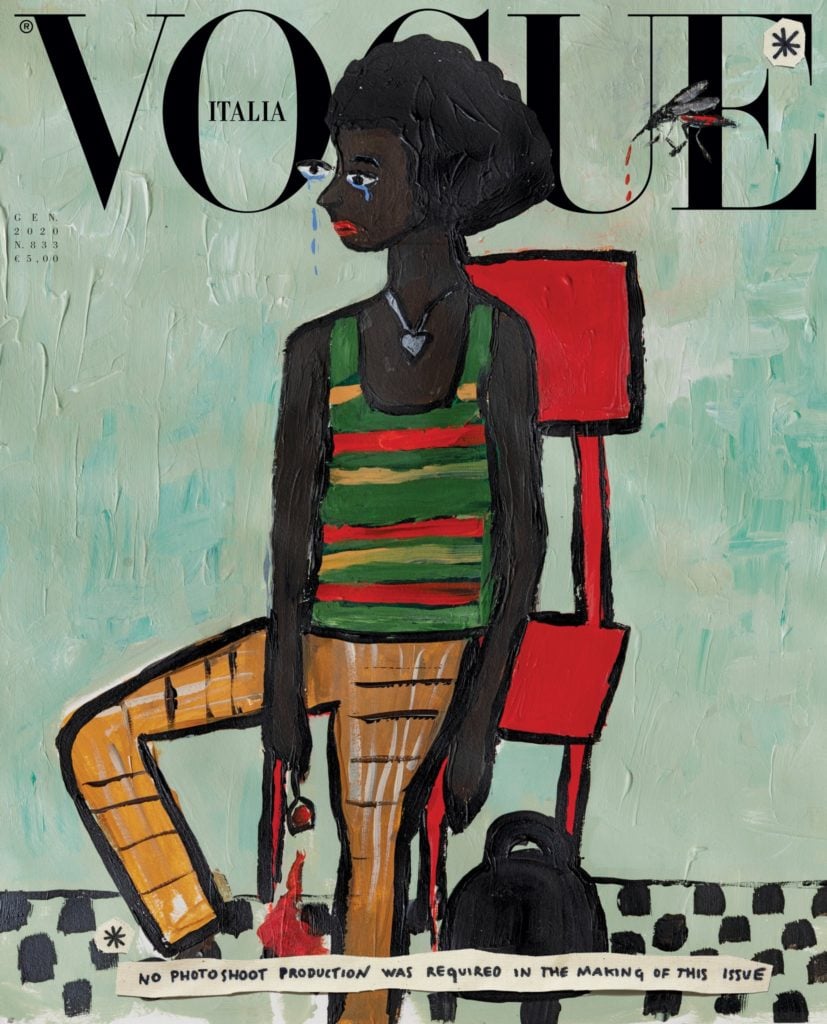 The cover of Vogue Italia's January 2020 issue, designed by Cassi Namoda. Courtesy of Vogue Italia.