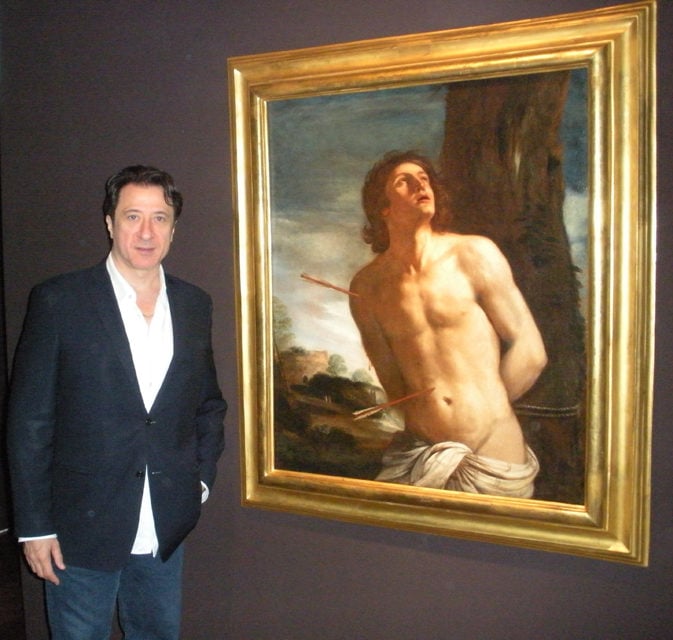 Federico Castelluccio and his St. Sebastian by Guercino. Photo courtesy of James Sliman.