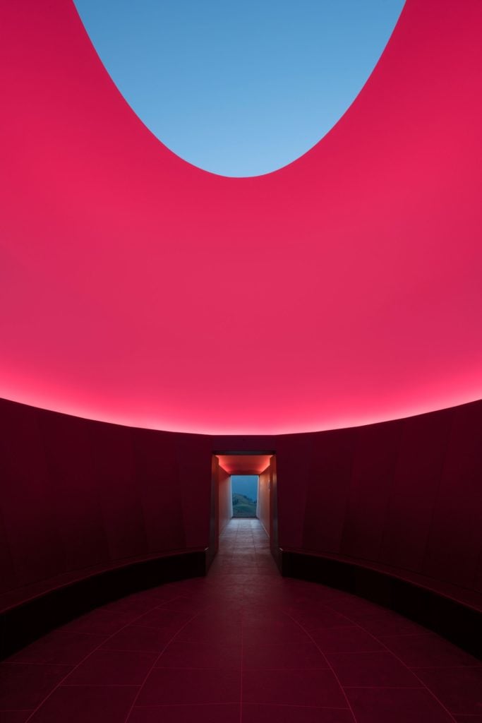 Inside James Turrell's Skyspace-Lech. Photo courtesy Getty Images.