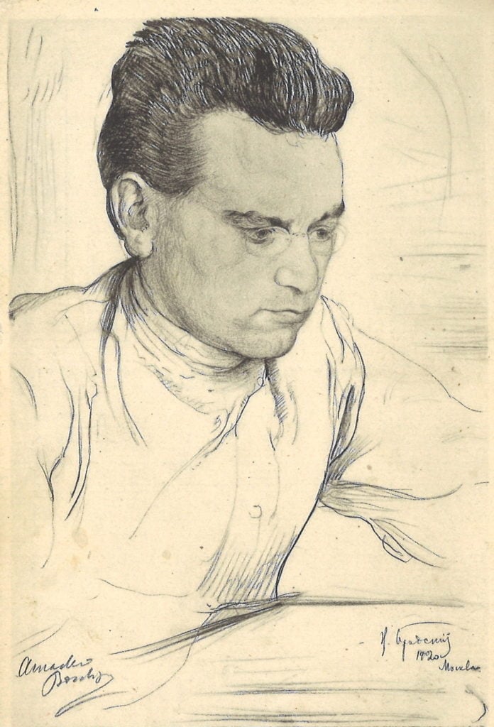 A 1920 drawing of Amadeo Bordiga by Isaak Brodsky.