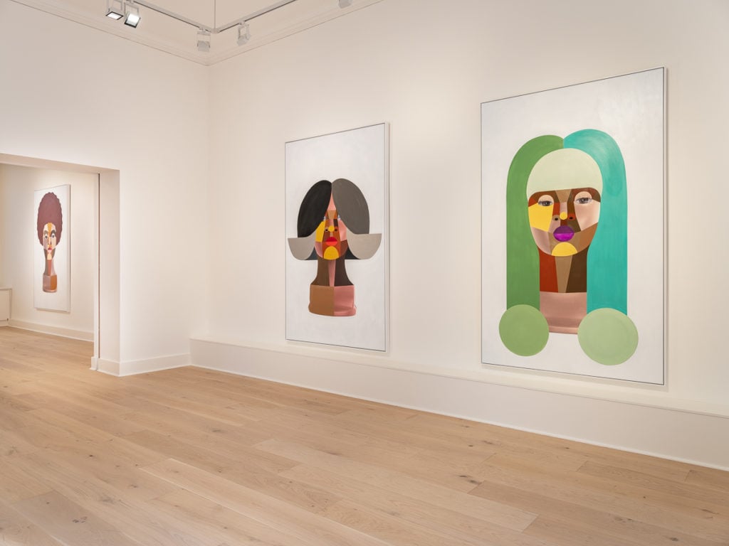 Installation view of "Derrick Adams: Transformers" at Luxembourg & Dayan, London. Photo: Damian Griffiths. 