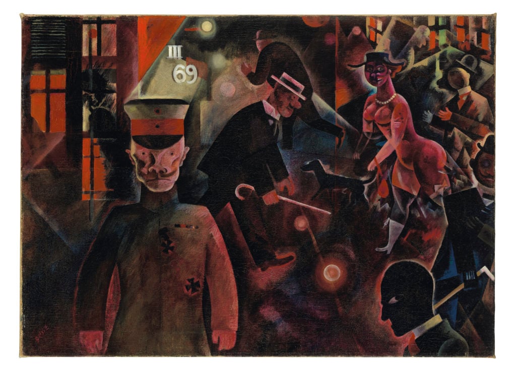 George Grosz, Gefährliche Straße (1918). Sold for £9,740,250 at Christie's London on January 5, 2020. Image courtesy Christie's.