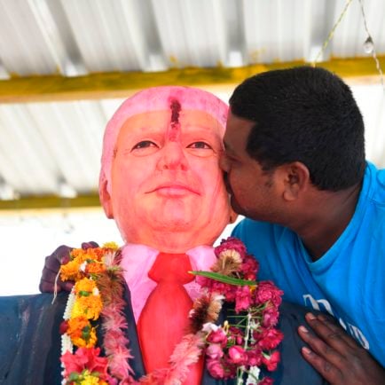 In India, One Man Literally Prays to an Uncanny Sculpture He Made of Donald Trump, His ‘God’