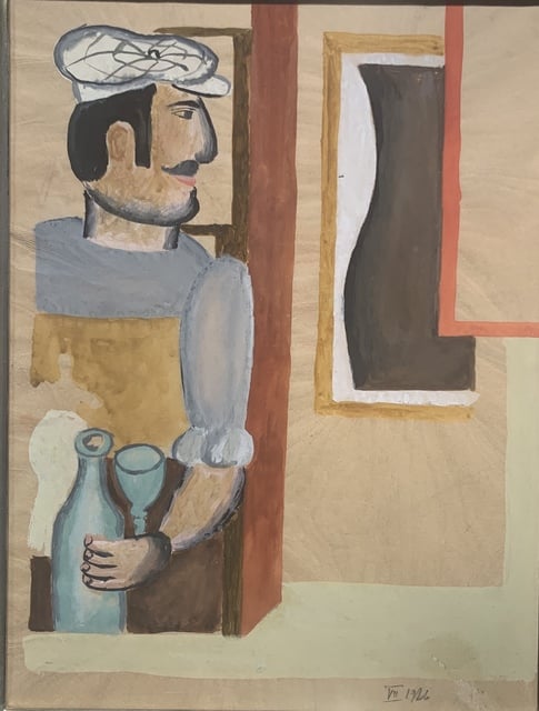 Marek Włodarski, Preparatory gouache for a Man with a Syphon painting (1926). Courtesy of Olszewski Gallery.