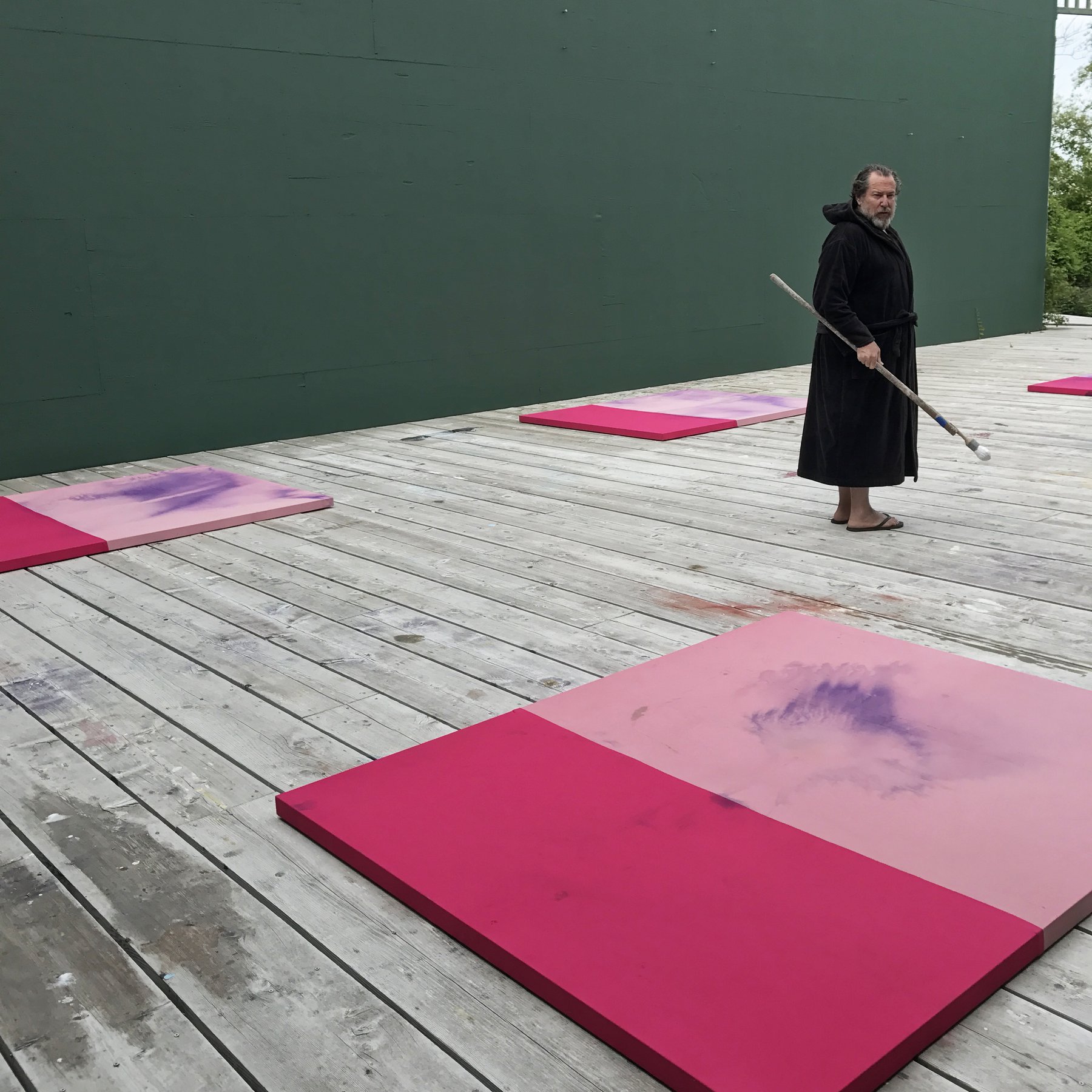 Julian Schnabel at work in Montauk. Courtesy of Pace.