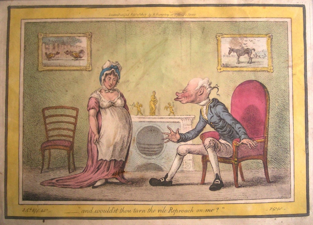 `James Gillray <i>… and wouldst thou turn the vile reproach on me?</i> (1807). Private collection. 