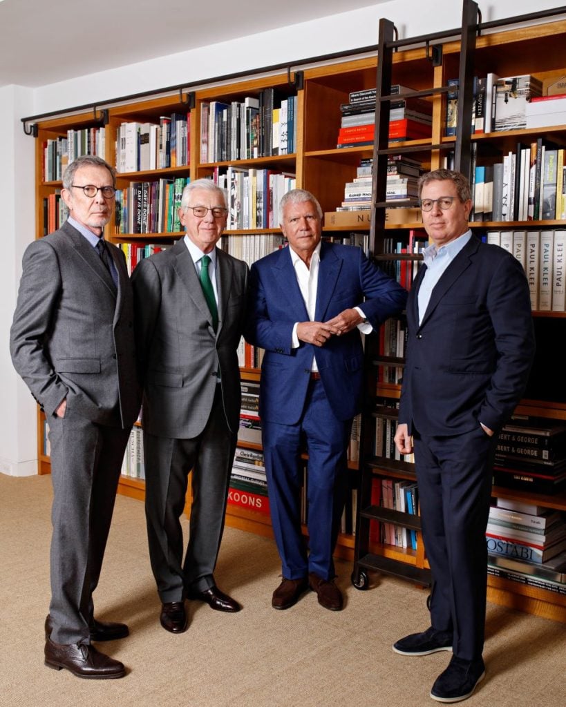 From left to right: Arne Glimcher, Bill Acquavella, Larry Gagosian, and Marc Glimcher ©Axel Depuex