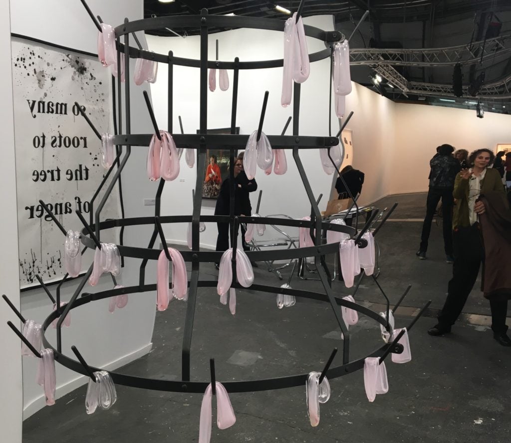 Monica Bonvicini, On the Rack (pink) (2019) at Galerie Krinzinger. Photo by Javier Pes.