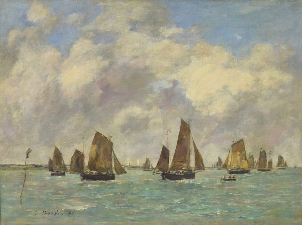 Eugène Boudin, Sortie des Barques de Pêche (1890). Courtesy of Stern Pissarro Gallery.
