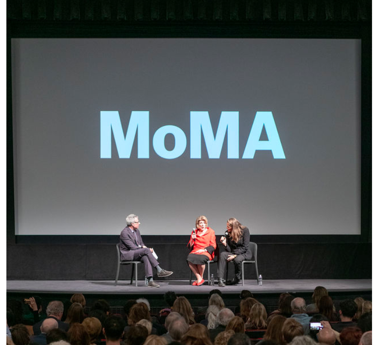 Jack Shear, Aggie Gund, and Catherine Gund at the premiere of Aggie (2019) at MoMA.
