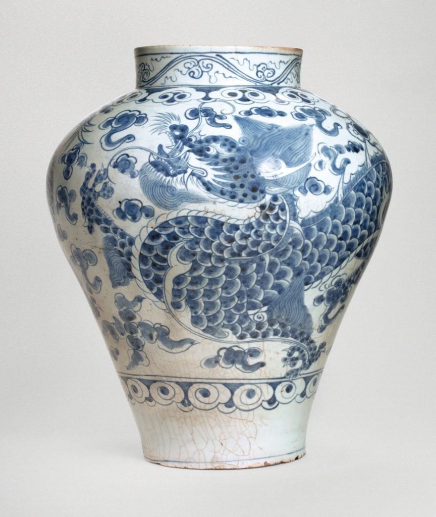 Anonymous. A Blue and White Dragon Jar, Korea (late 18th century), porcelain. Photo courtesy of Sotheby's New York. 