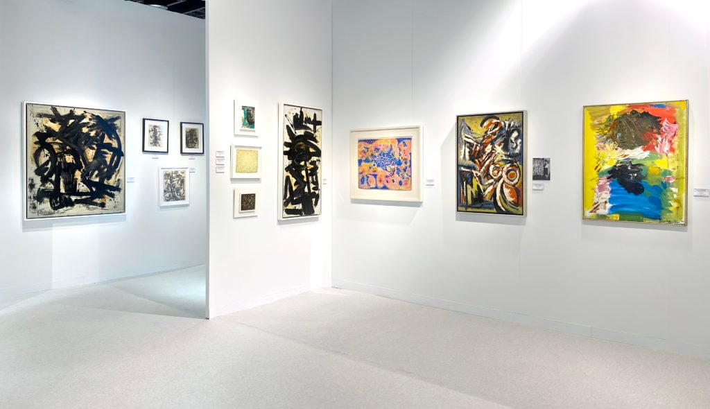 Work by Michael (Corinne) West and some of her better-known male peers on view from Hollis Taggart at the Armory Show 2020. Photo courtesy of Hollis Taggart, New York.