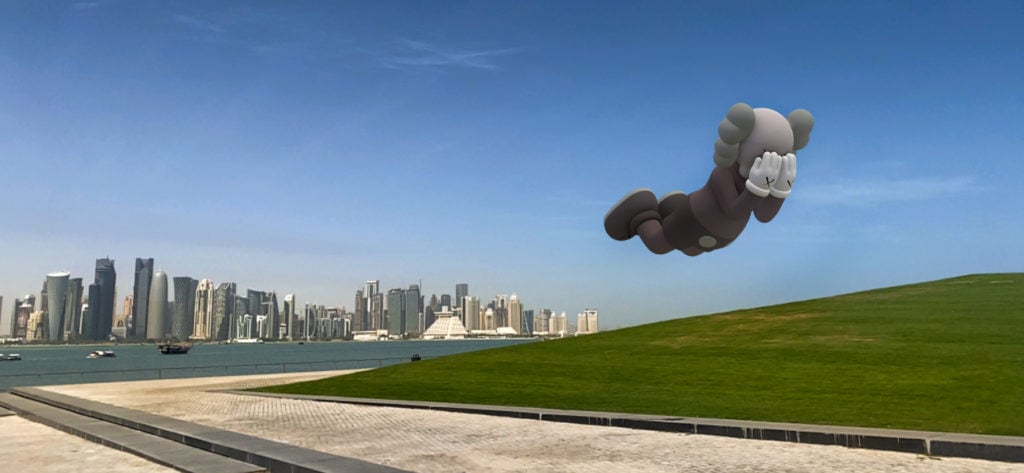 KAWS, COMPANION (EXPANDED) in Doha, 2020, augmented reality. Courtesy: KAWS and Acute Art.
