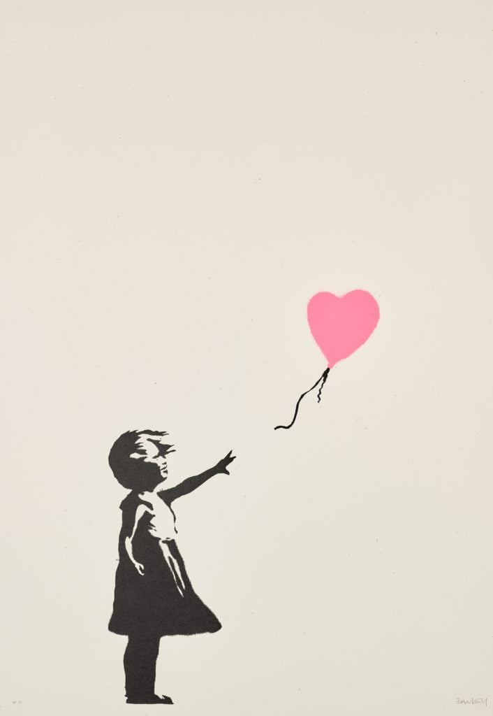 Banksy's Girl With Balloon (Pink). Photo: Sotheby's Ltd.