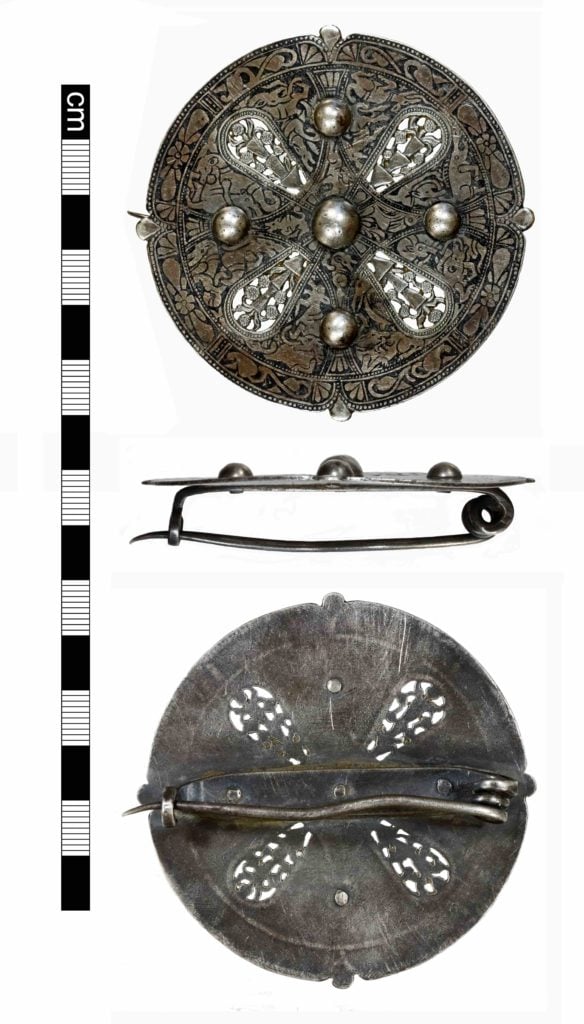 Early Medieval silver and niello brooch from Great Dunham, Norfolk c. AD 800 - 900. ©The Trustees of the British Museum.