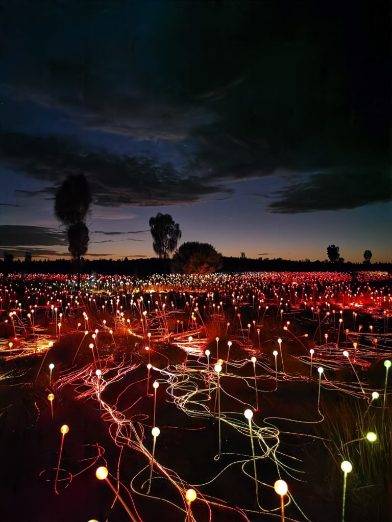 Bruce Munro's Field of Light in Uluru. Photo courtesy Getty Images.