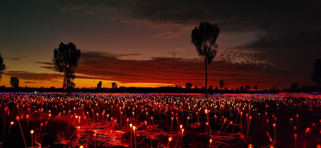 Bruce Munro's The Field of Lights in Uluru. Photo by James D. Morgan/Getty Images for Huawei.