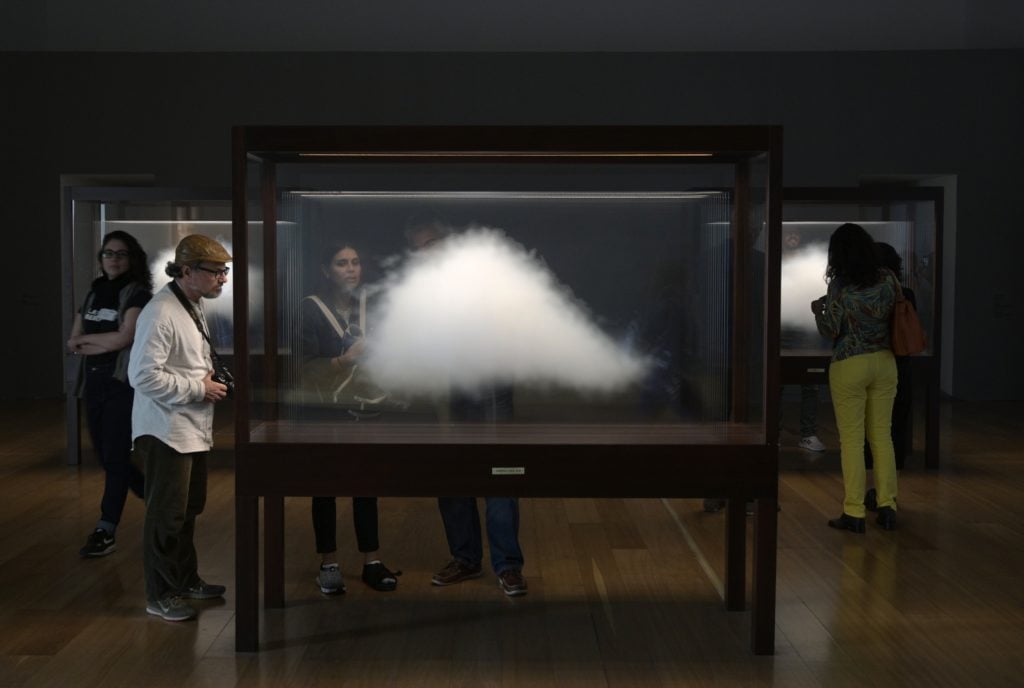 Leandro Erlich's installation "Clouds" of his exhibition entitled "Liminal" at the Museum of Latin American Art (MALBA) in Buenos Aires on October 18, 2019. Photo courtesy Getty Images.