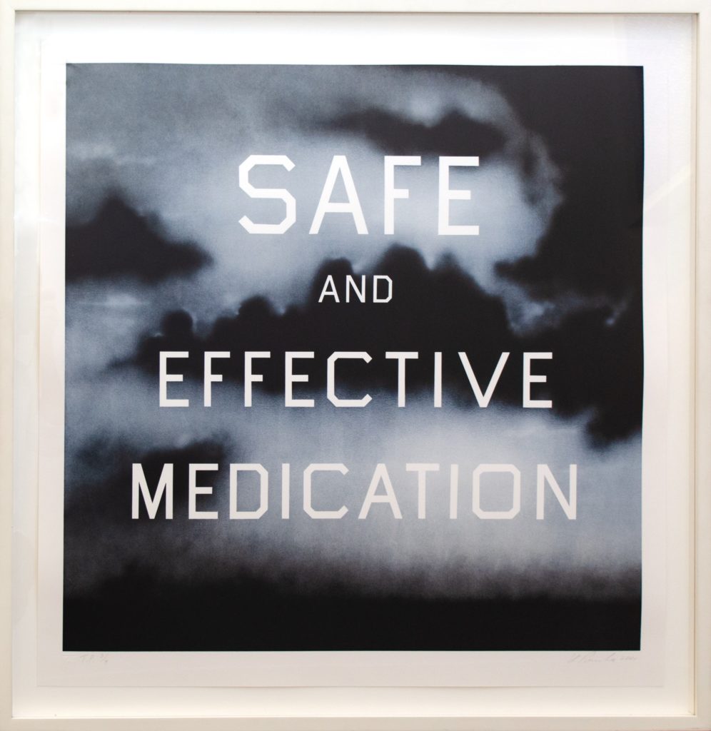 Ed Ruscha, Safe and Effective Medication (2001). Courtesy of David Benrimon Fine Art, LLC.