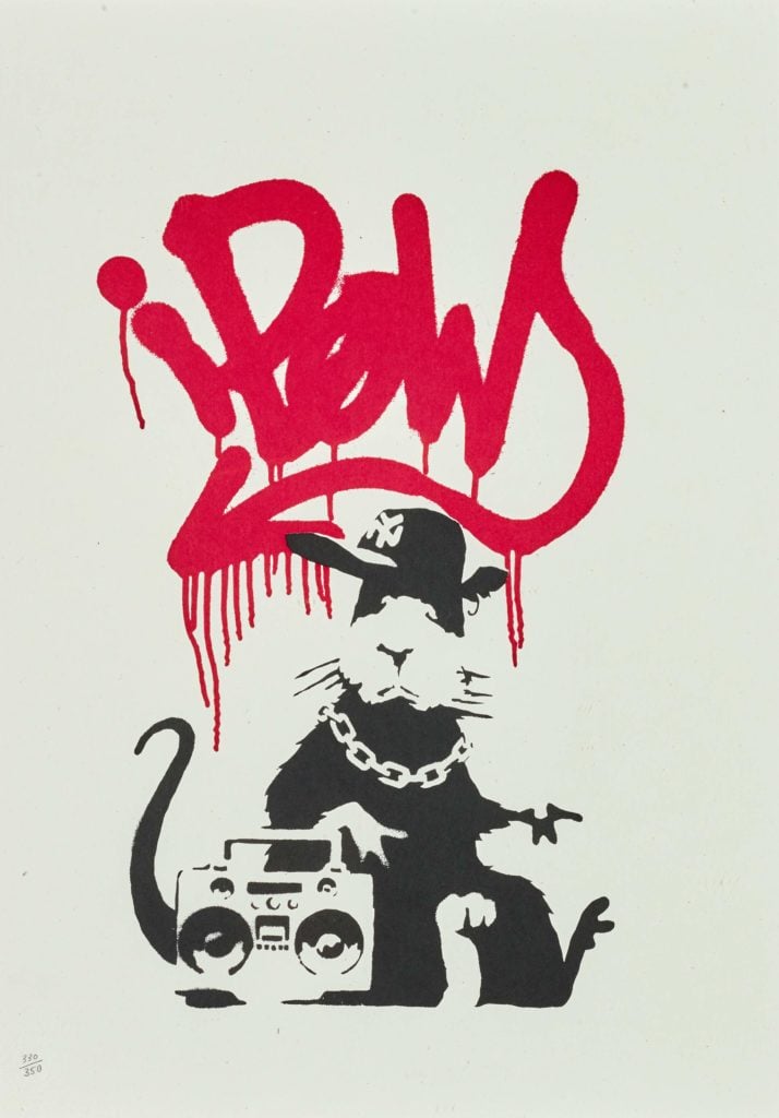 Banksy's <i> Gangsta Rat</i>. Photo: Sotheby's Ltd. 