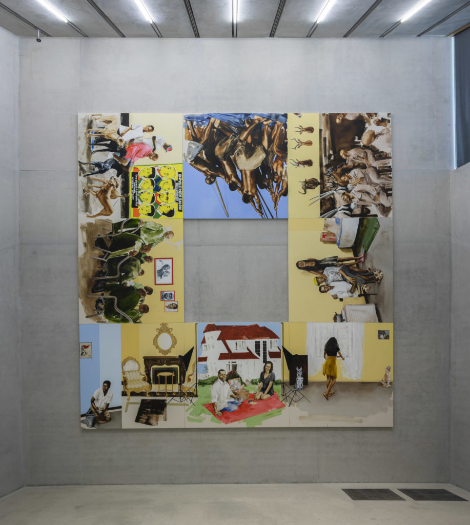 Installation view: Meleko Mokgosi: Your Trip to Africa, Pérez Art Museum Miami, 2020-21. © Meleko Mokgosi. Courtesy the artist and Jack Shainman Gallery, New York. Photo: Oriol Tarridas
