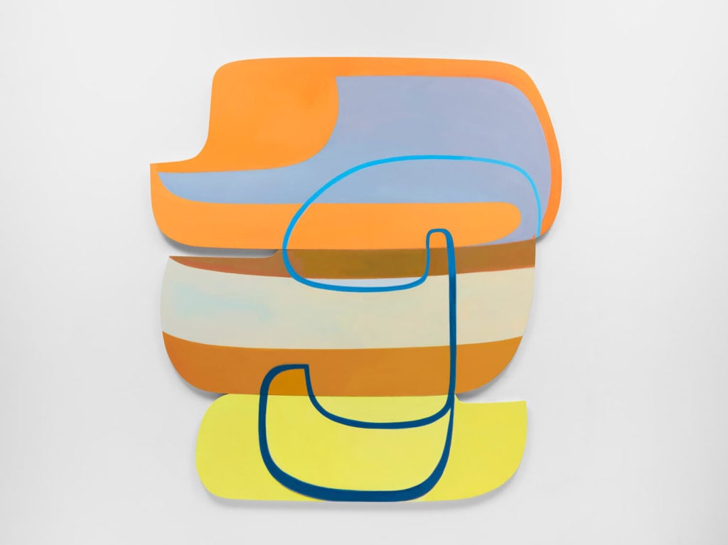Joanna Pousette-Dart, 3 Part Variation #3 (Orange, Tan, Yellow) (2011–2013). Courtesy of Lisson Gallery.