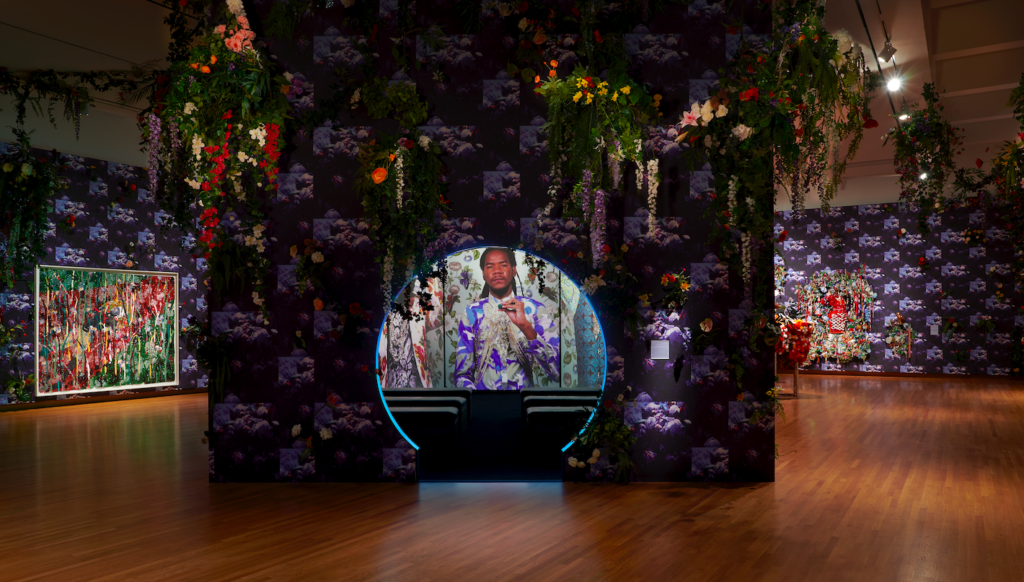 Installation view of Ebony G. Patterson . . . while the dew is still on the roses . . . , Nasher Museum of Art at Duke University, February – July 2020. © Ebony G. Patterson. All work courtesy of the artist and Monique Meloche Gallery, Chicago. Photo by Peter Paul Geoffrion.