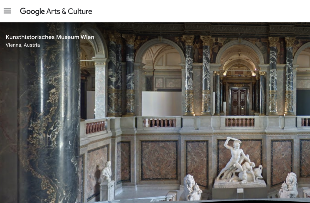 Street view of the Kunsthistoriches Museum in Vienna, on Google Arts and Culture.