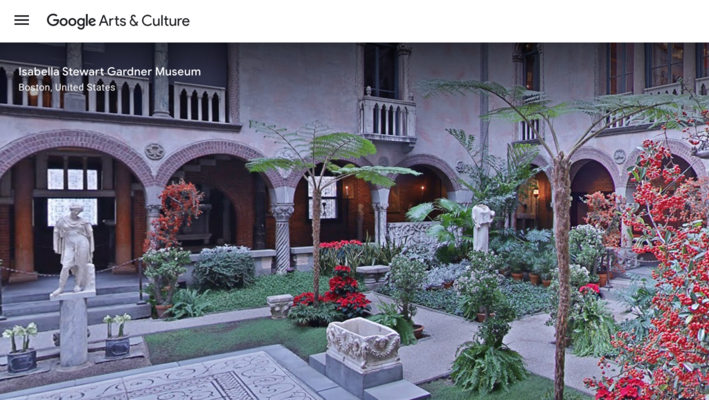 Street view of the Isabella Stewart Gardner Museum in Boston on Google Arts and Culture.