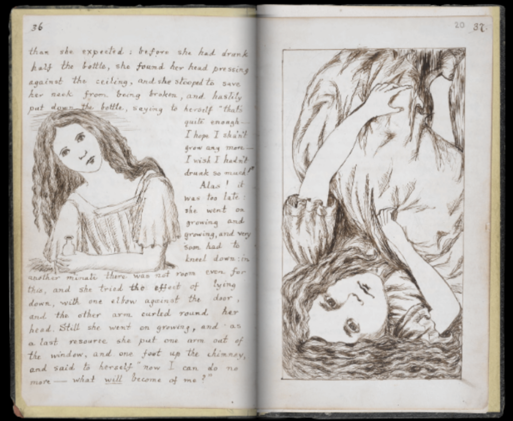 A folio from the original Alice in Wonderland, by Lewis Carroll, available to browse on the British Library website.