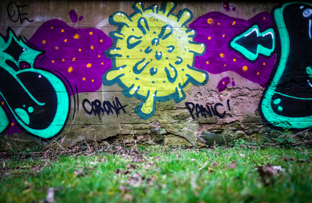 Coronavirus graffiti, in Edinburgh, Scotland.