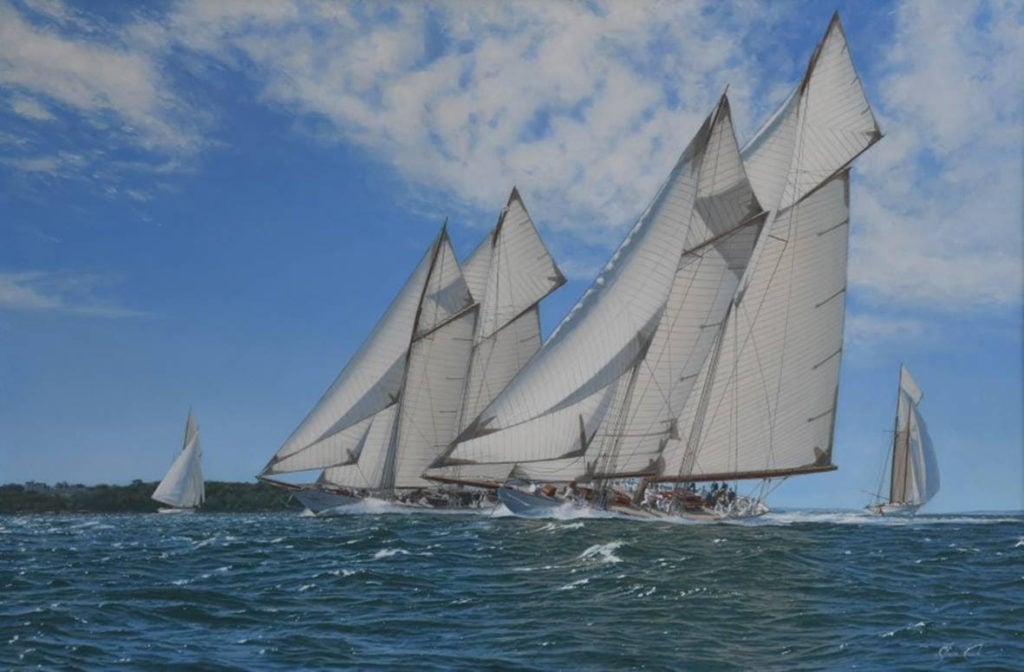 Shane Couch, ‘Ingomar – vs – Meteor III’ The Kaiser’s Schooner at Cowes Week (1904). Courtesy of Rountree Tyron