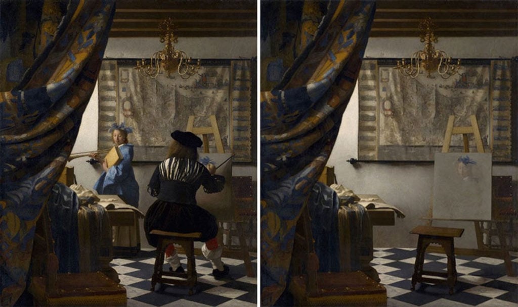 Jose Manuel Ballester's empty version of <em>The Allegory of Painting</eM> (1668) by Jan Vermeer. Courtesy of Jose Manuel Ballester.