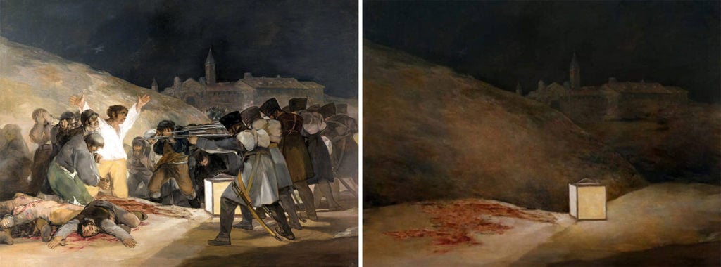 Jose Manuel Ballester's empty version of <em>The Third of May 1808</eM> (1814) by Francisco Goya. Courtesy of Jose Manuel Ballester.