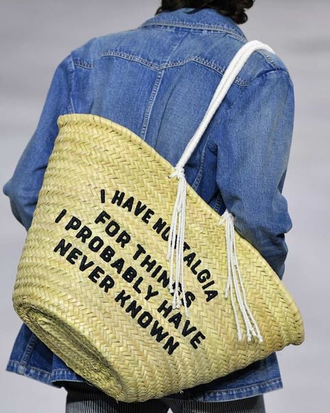 A straw bag from Celine Men's Spring 2020 collection. Image courtesy Getty Images.