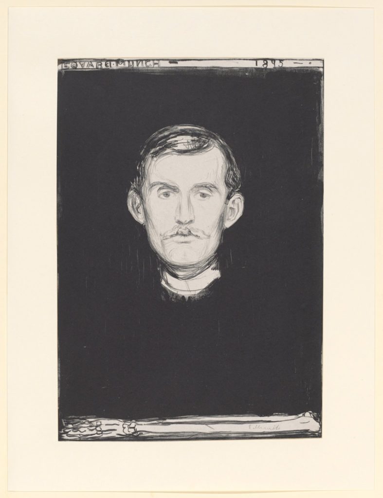 Edvard Munch, Self Portrait (1895). The lithograph is among the most valuable works acquired by the Basel Kunstmuseum from German Jewish art collector Curt Glaser. Courtesy of the Basel Kunstmuseum.