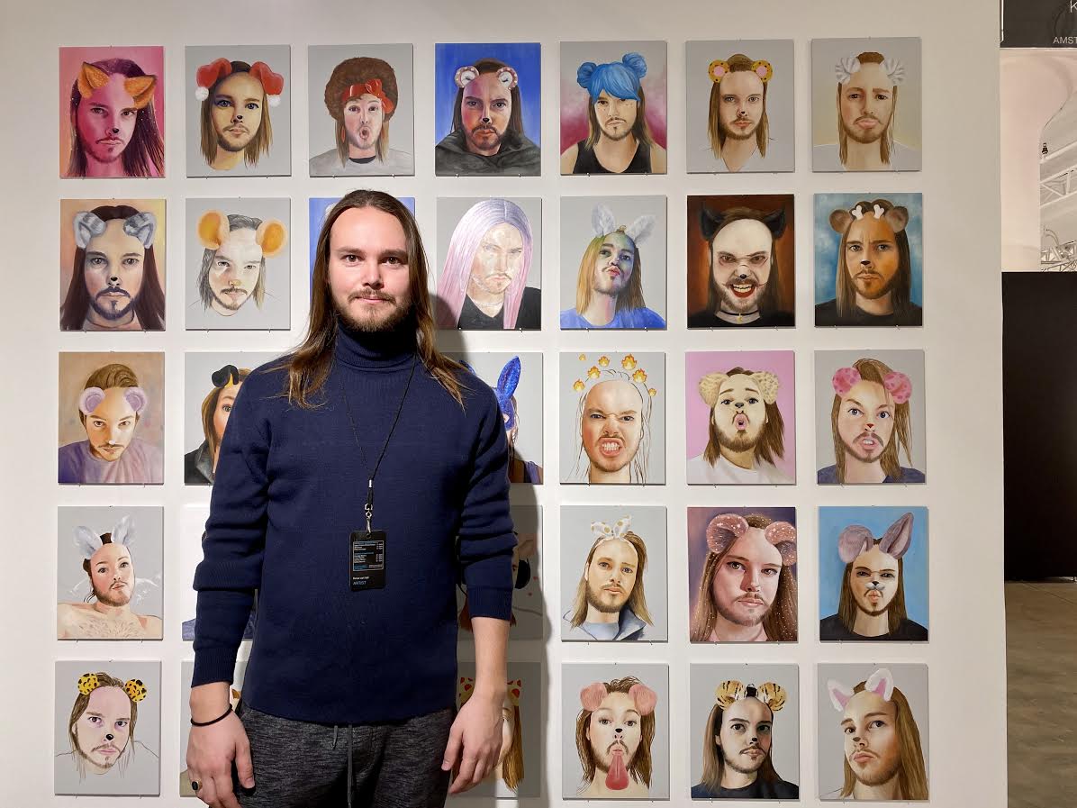 Rinus van Hall with his series "The Fake Surface," at Kyas Art Salon's VOLTA booth. Photo by Sarah Cascone.