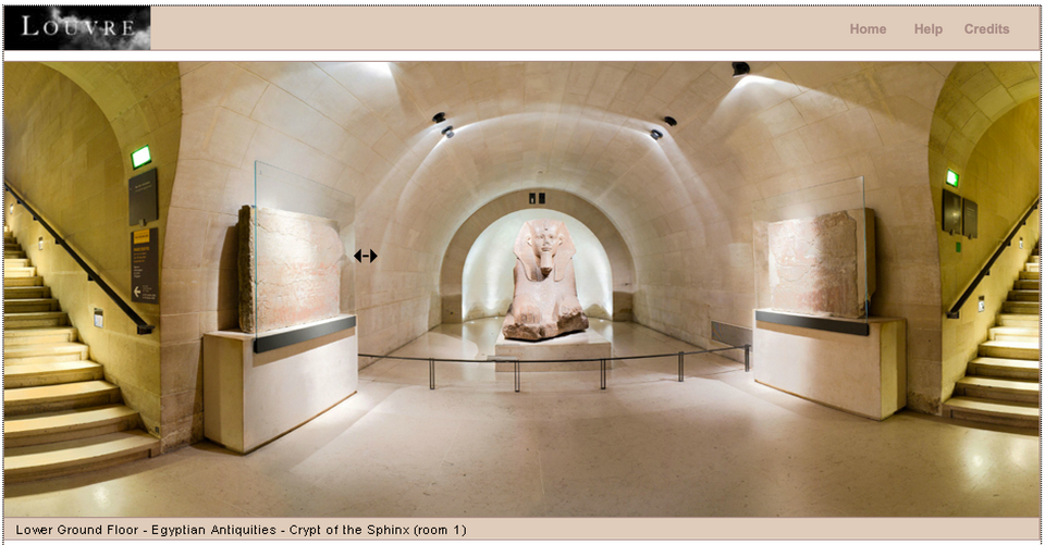 A screenshot from the Louvre's online tour of its Egyptian Wing.