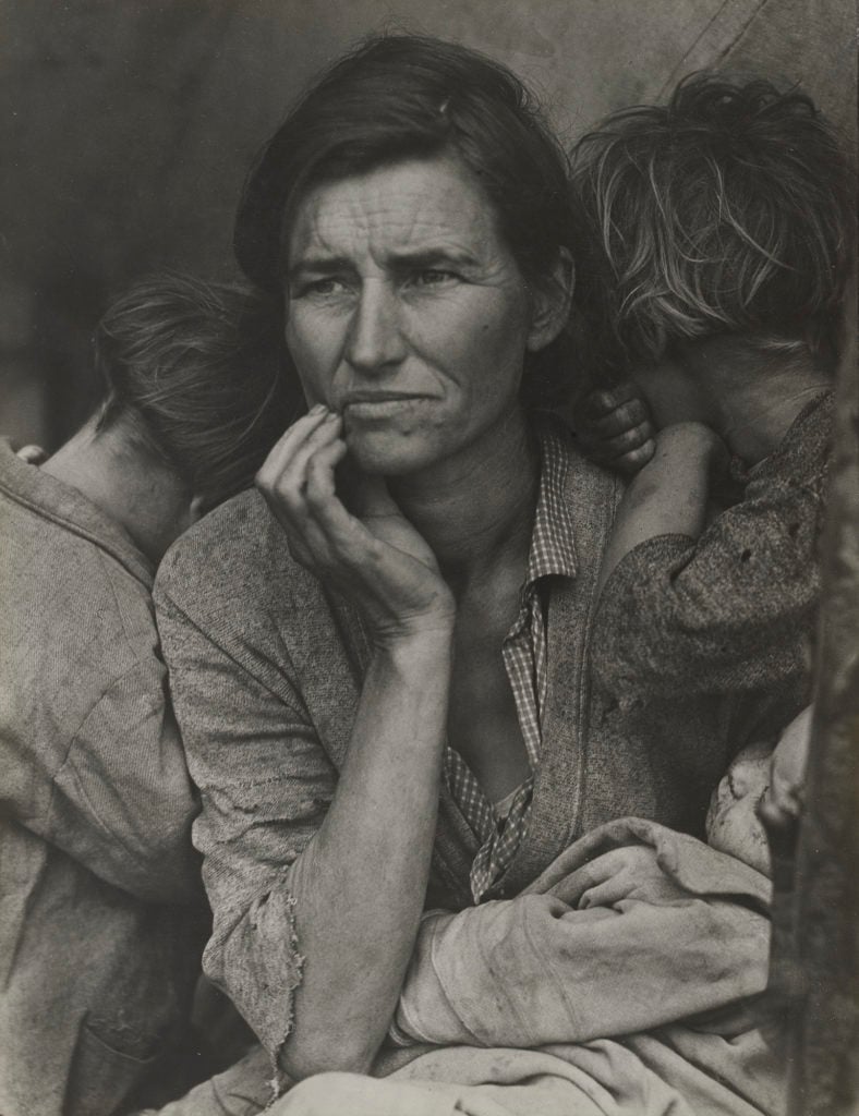 Dorthea Lange, Migrant Mother Nipomo, California. March 1936 (1936). Courtesy of the Museum of Modern Art.