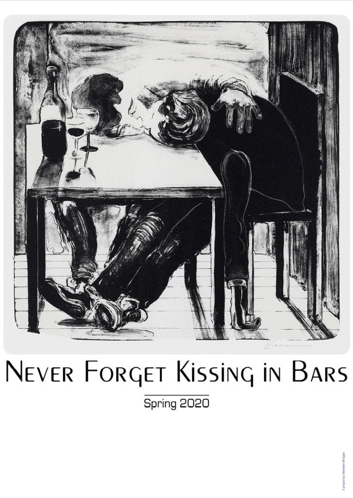 Nicole Eisenman, <em>Never Forget Kissing in Bars</em> (2020). Courtesy of Solidarity 2020. 