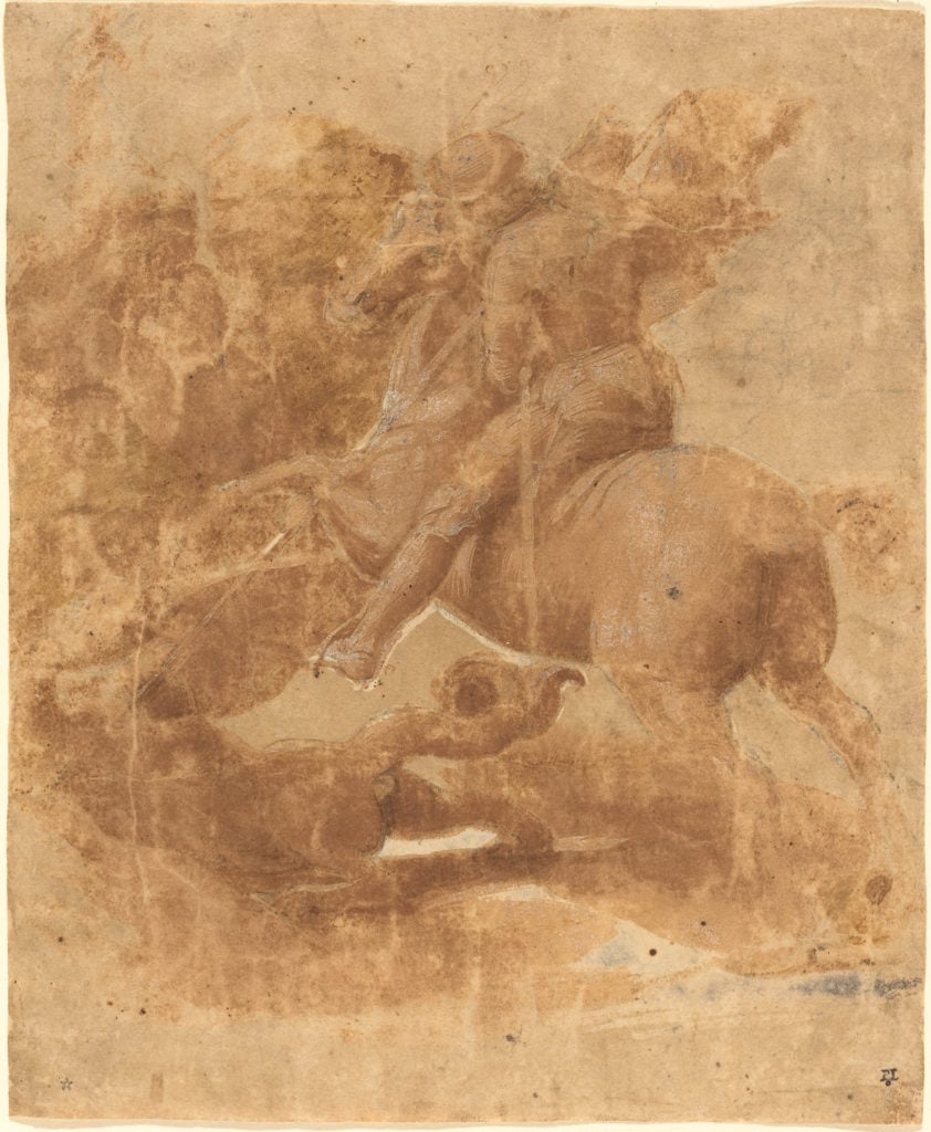 Raphael, <i>Saint George and the Dragon</i> (ca. 1506). Courtesy National Gallery of Art, DC. 