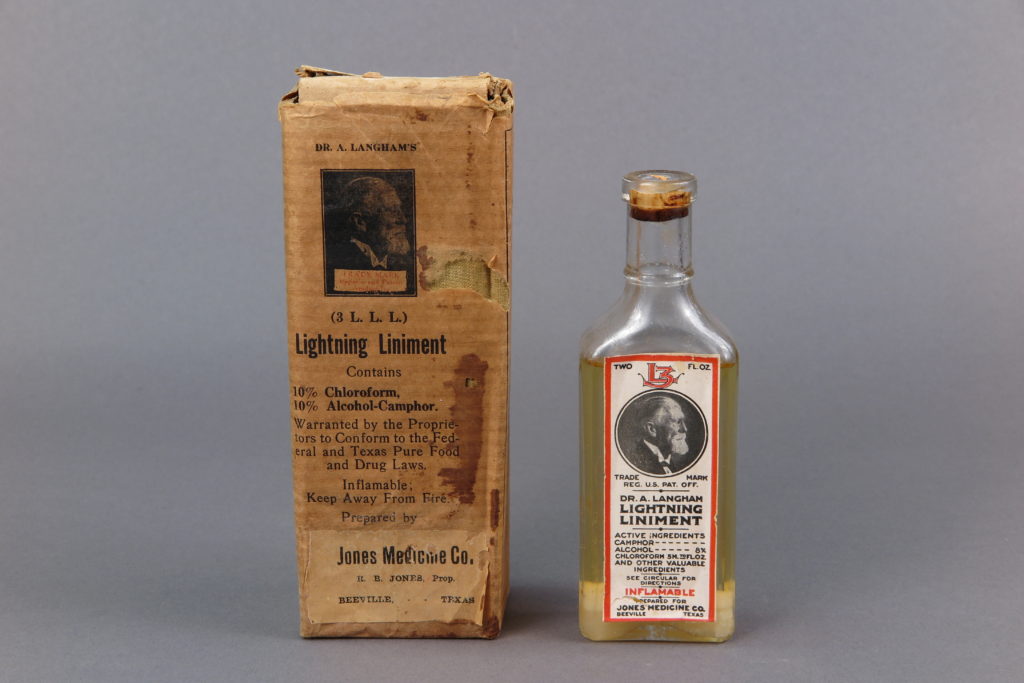 OTC preparation, Dr. A. Langham's Lightning Linament. Photo courtesy the Smithsonian's National Museum of American History.