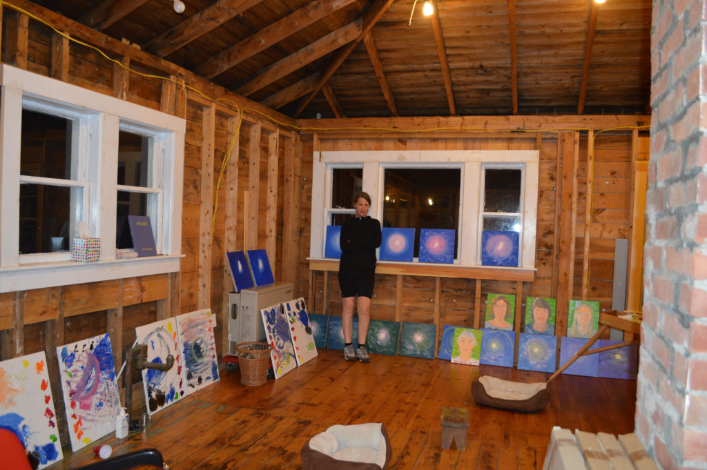 Ann Craven in Cushing Maine studio. Photo courtesy the artist.