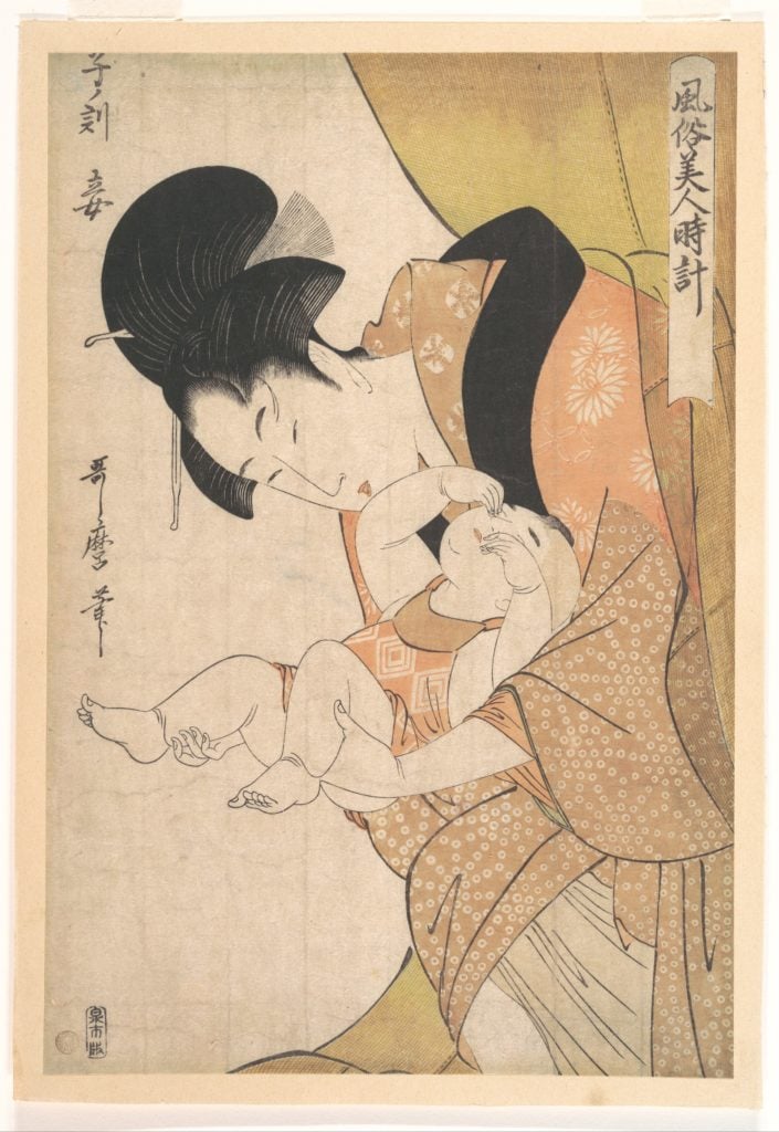 Kitagawa Utamaro, Midnight: Mother and Sleepy Child (1790). Courtesy of the Metropolitan Museum. 